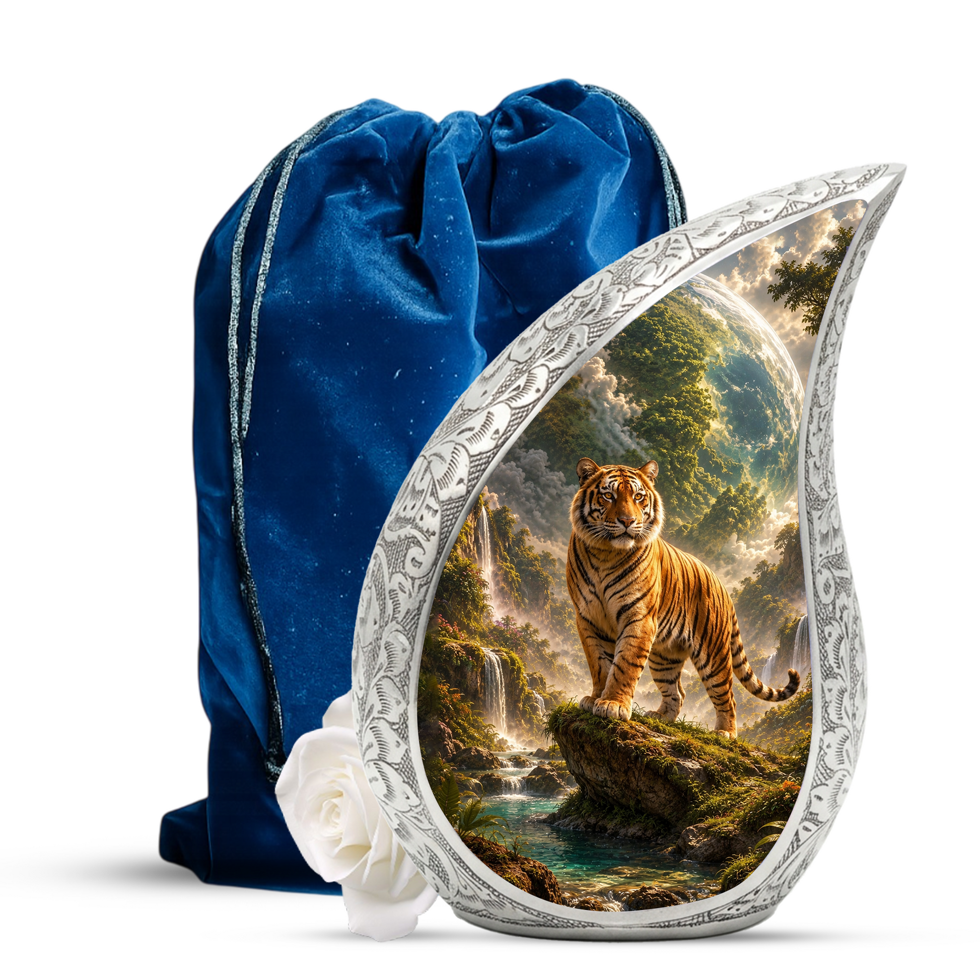Tiger Urn for Human Ashes | Powerful Tiger Adult Cremation Urn | Wildlife Memorial Urn for Adult Ashes