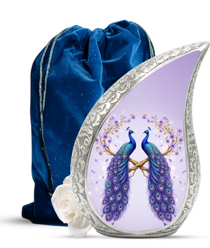 Peacock Memorial Urn for Mom | Elegant Adult Cremation Urn for Ashes