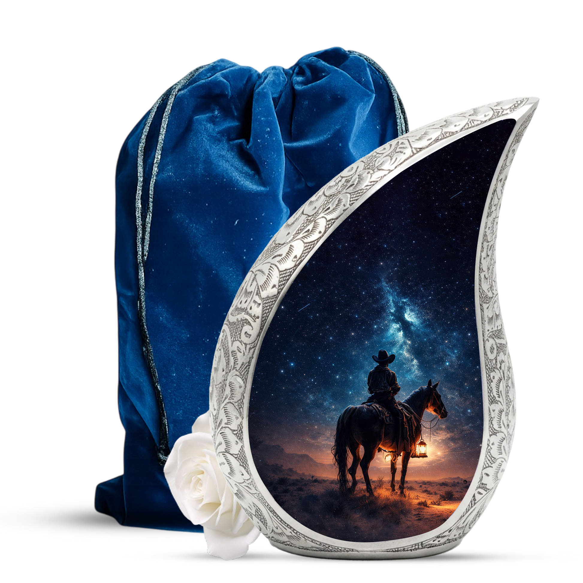 Cowboy with Stars Night Sky Cremation Urn for Adult Ashes