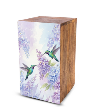 Green Humming Bird Urn For Ashes - Floral Hummingbird Keepsake Urns For Adults