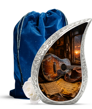 Country Guitar Cremation Urn for Dad – Rustic Memorial Urn for Father,
