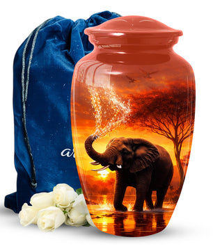 Elephant Urn for Dad- Cremation Large Urn for Ashes Adult Male | Keepsake Urn For Dad