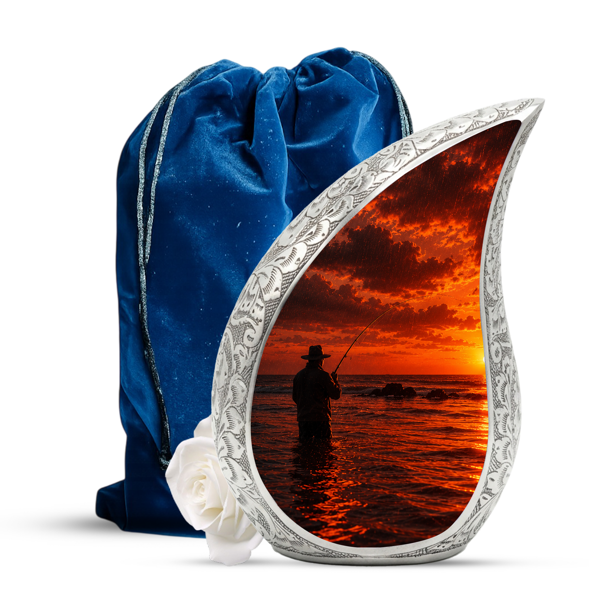 Gone Fishing Funeral Urn for Dad, Fishing Cremation Urn for Men,Memorial Urn for Ashes