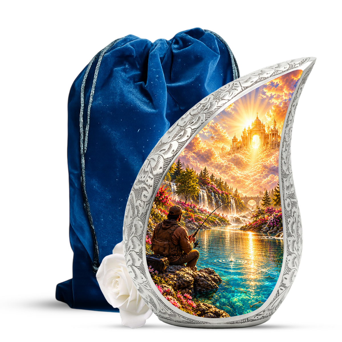 Fishing Cremation Urn for Adult Ashes, Personalized Fishing Memorial Urn