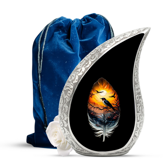 Feather Memorial Urn for Mom – Personalized Cremation Urn for Human Ashes | Beautiful Urns for Women