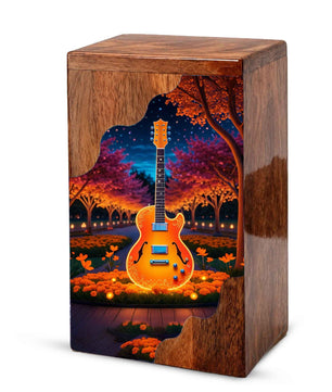 Guitar Wooden Cremation Urn – Custom Music Memorial Urn | Wooden Urn for Human Ashes
