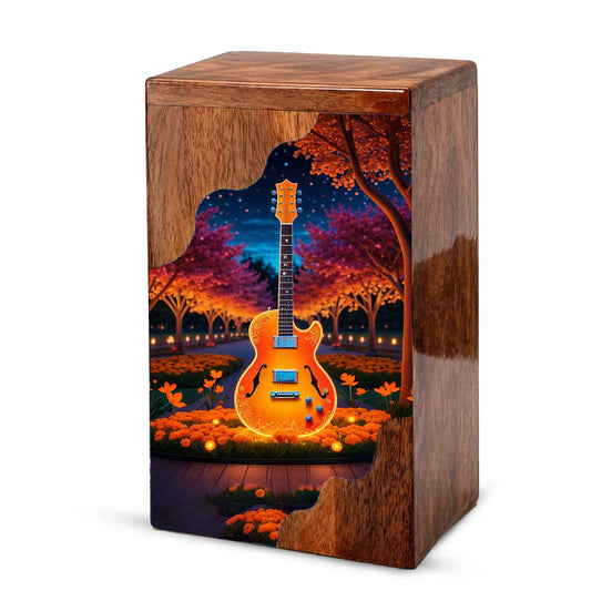 Guitar Wooden Cremation Urn – Custom Music Memorial Urn | Wooden Urn for Human Ashes