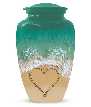 Beach Urn for Ashes, Custom Ocean Cremation Urn, Heart in Sand Memorial Urn