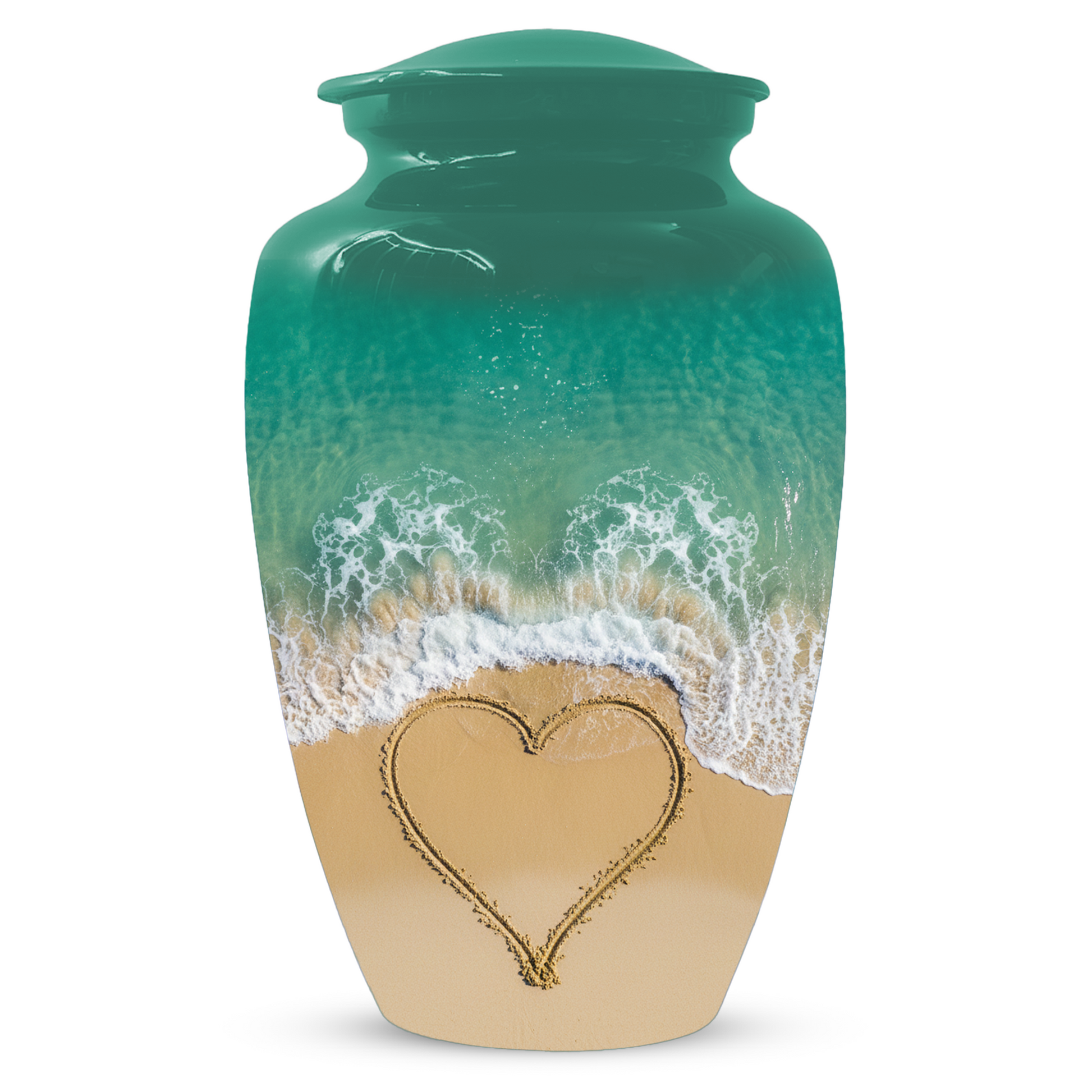 Beach Urn for Ashes, Custom Ocean Cremation Urn, Heart in Sand Memorial Urn