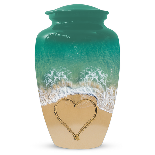 Beach Urn for Ashes, Custom Ocean Cremation Urn, Heart in Sand Memorial Urn