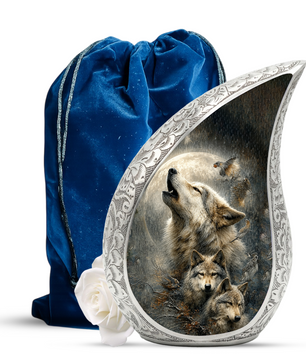 Wolf Urn for Human Ashes | Powerful Wolf Adult Cremation Urn | Wildlife Memorial Urn