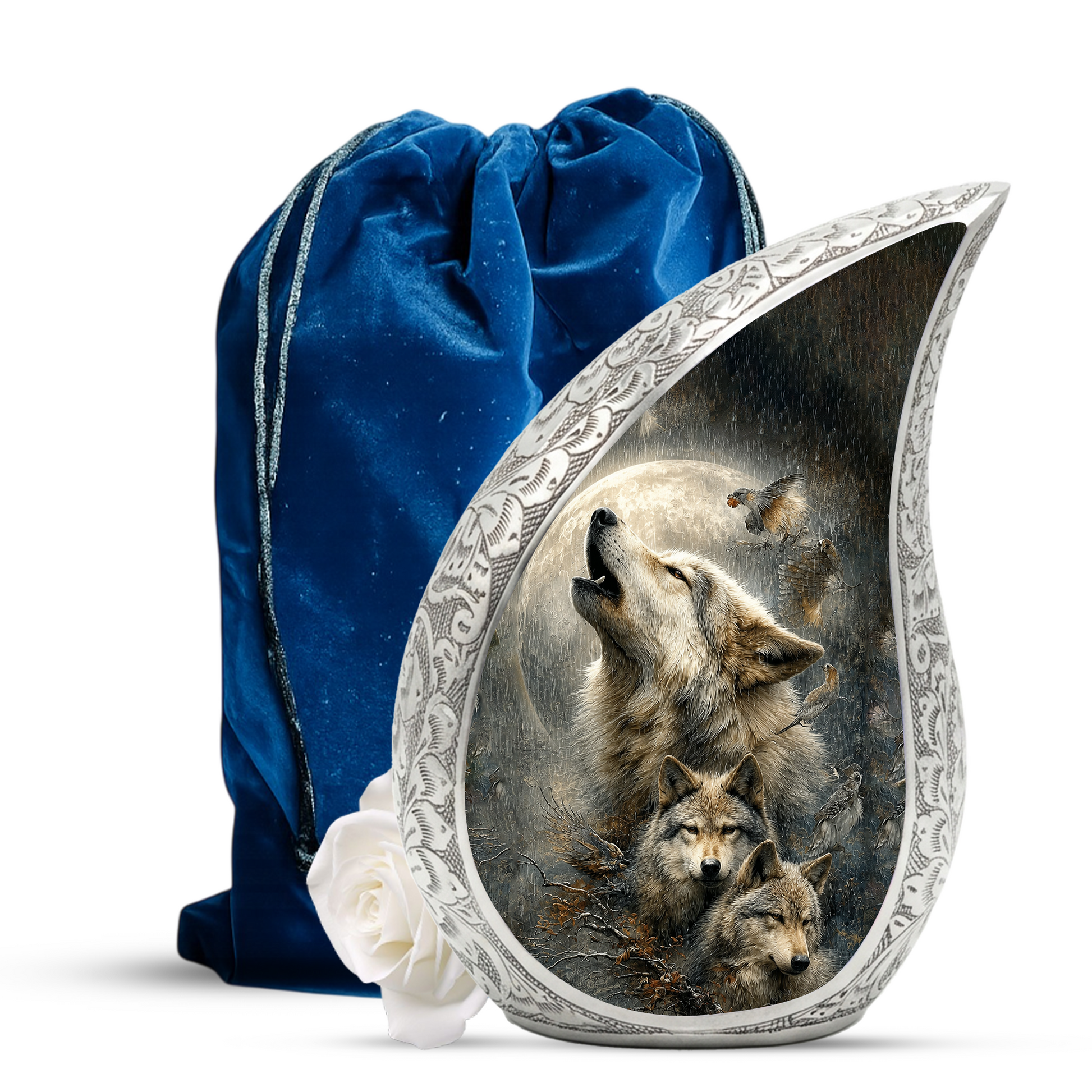 Wolf Urn for Human Ashes | Powerful Wolf Adult Cremation Urn | Wildlife Memorial Urn