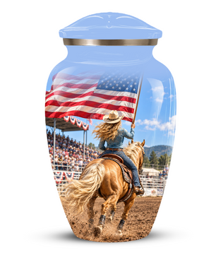 American Flag Cremation Urn – Personalized Cowgirl & Western Memorial Urn for Ashes