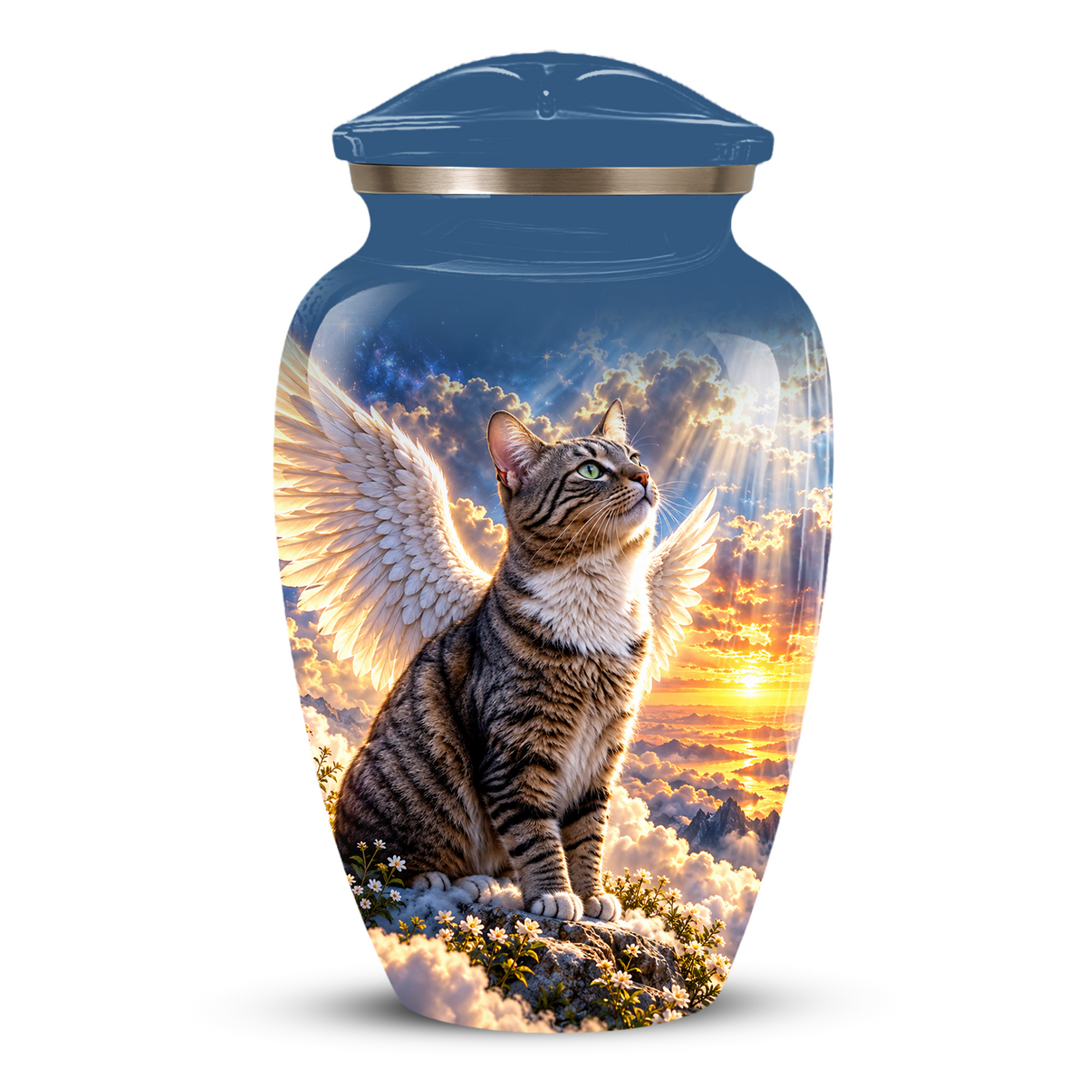 Angel Cat Cremation Urn for Ashes,Heavenly Cat Memorial with Wings, Custom Pet Lover Urn
