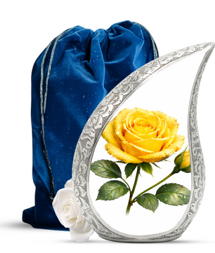 Yellow Rose Urn for Mom | Floral Urn for Human Ashes
