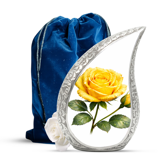 Yellow Rose Urn for Mom | Floral Urn for Human Ashes