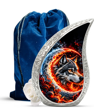Wolf Cremation Urn for Ashes, Wolf Memorial Urn, Howling Wolf Adult Urn, Wildlife Cremation Urn