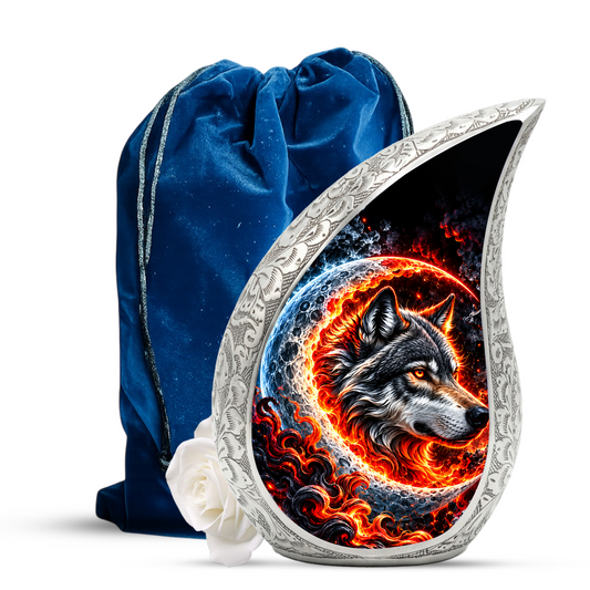 Wolf Cremation Urn for Ashes, Wolf Memorial Urn, Howling Wolf Adult Urn, Wildlife Cremation Urn