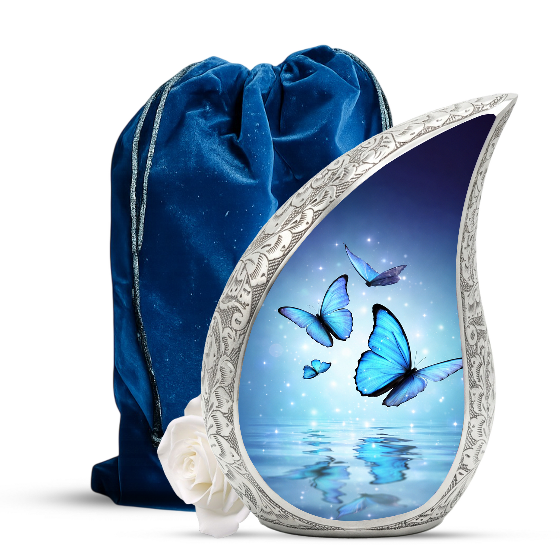 Blue Butterfly Urn for Human Ashes | Urn for Mom | Butterfly Cremation Urn