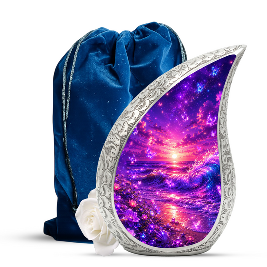 Neon Ocean Butterfly Beach Cremation Urn for Adult Ashes – Beautiful Beach-Themed Urn for Human Ashes