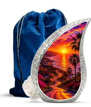 Beach Sunset Urn for Human Ashes | Ocean Beach Themed Adult Cremation Urn