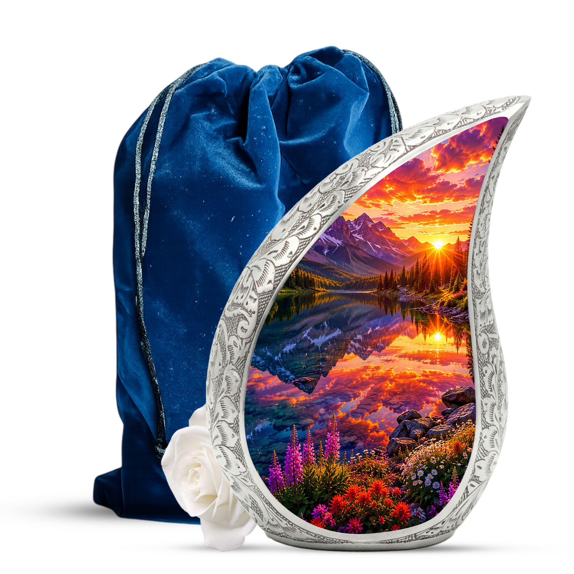 Mountain Lake Cremation Urn for Mom & Dad | Beautiful Landscape Adult Urn