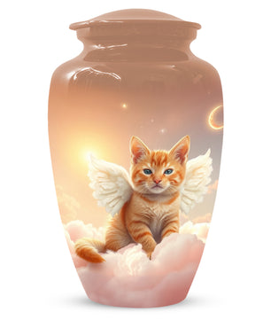 Angel Cat Urn for Ashes - Personalized Pet Memorial | Custom Metal Cremation Urn