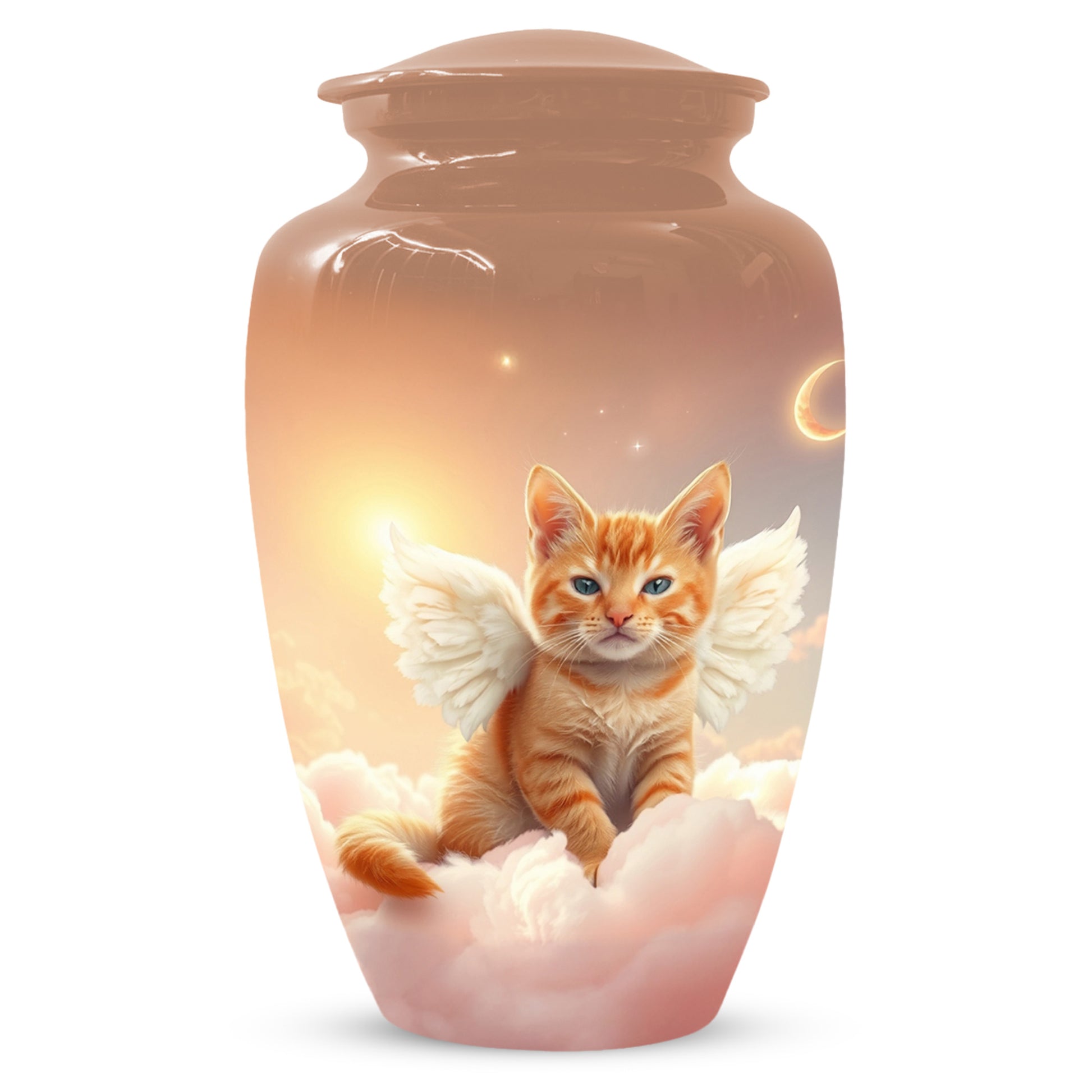 Angel Cat Urn for Ashes - Personalized Pet Memorial | Custom Metal Cremation Urn
