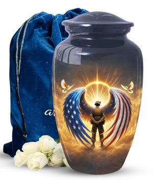 Military Veteran Cremation Urn for Dad, US Army Large Urn for Human Ashes