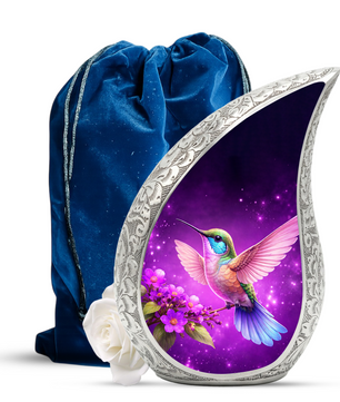 Hummingbird Urn for Mom | Floral Memorial Urn | Adult Cremation Urn