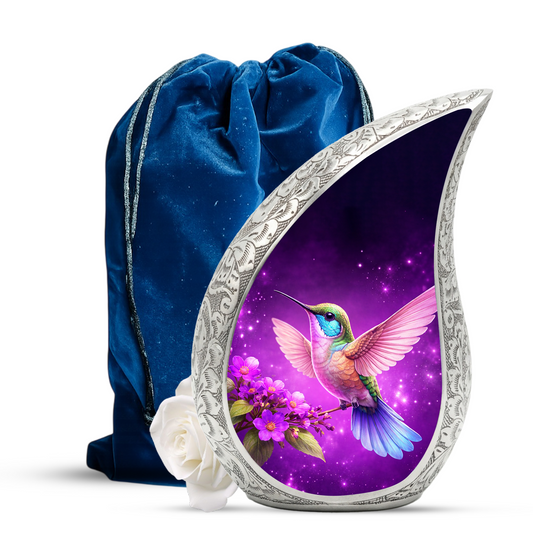 Hummingbird Urn for Mom | Floral Memorial Urn | Adult Cremation Urn