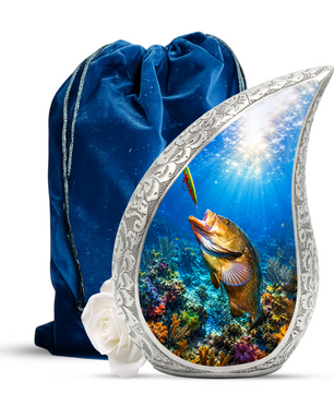 Bass Fishing Memorial Urn for Dad | Fisherman Cremation Urn for Ashes
