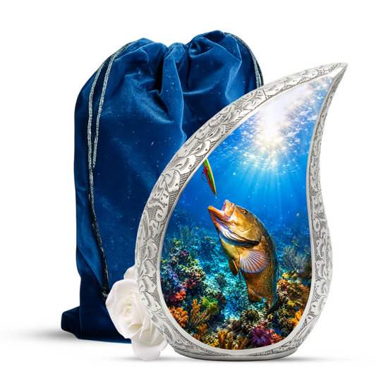 Bass Fishing Memorial Urn for Dad | Fisherman Cremation Urn for Ashes