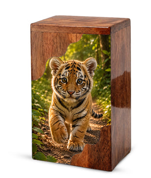 Tiger Wooden Cremation Urn – Strength & Courage Memorial Urn for Human Ashes