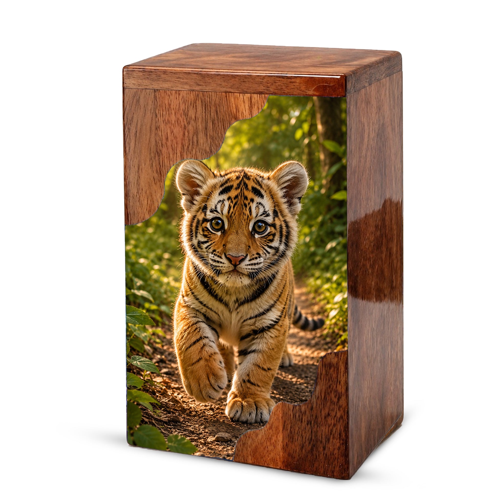 Tiger Wooden Cremation Urn – Strength & Courage Memorial Urn for Human Ashes