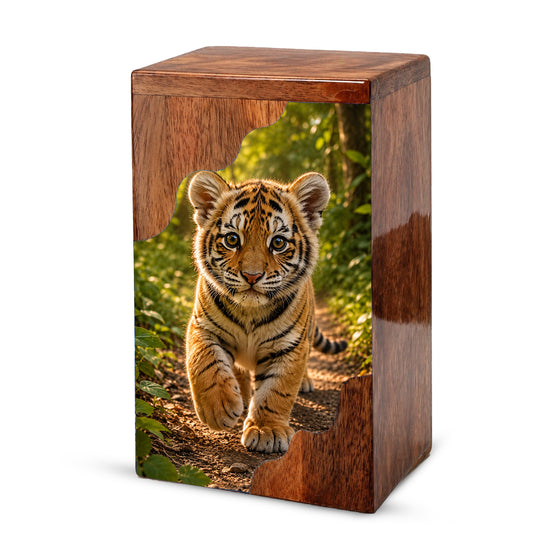 Tiger Wooden Cremation Urn – Strength & Courage Memorial Urn for Human Ashes