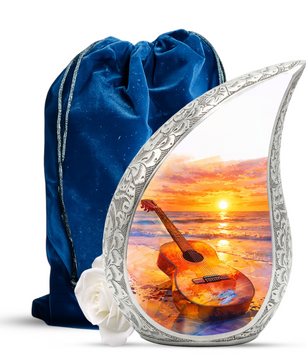 Beach Guitar Memorial Urn for Mom Dad, Funeral Urn for Human Ashes