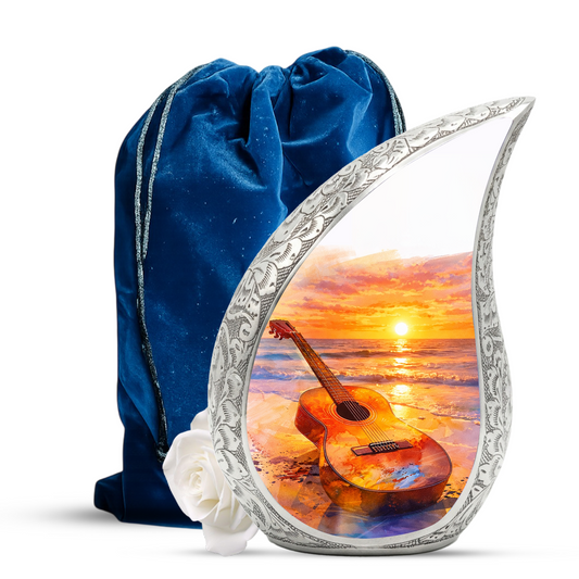 Beach Guitar Memorial Urn for Mom Dad, Funeral Urn for Human Ashes