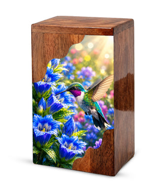Hummingbird Wooden Cremation Urn for Mom | Personalized Urn for Human Ashes