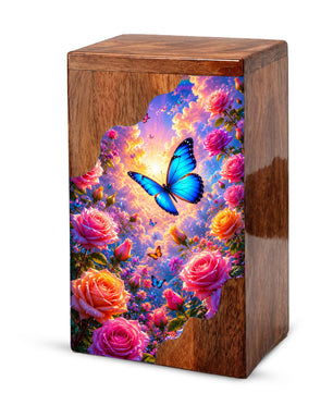Butterfly Wooden Cremation Urn – Butterfly Memorial Urn for Human Ashes