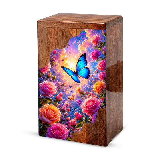 Butterfly Wooden Cremation Urn – Butterfly Memorial Urn for Human Ashes