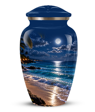 Moonlit Beach Memorial Urn, Ocean Wave Urn ,Adult Cremation Urn for Ashes