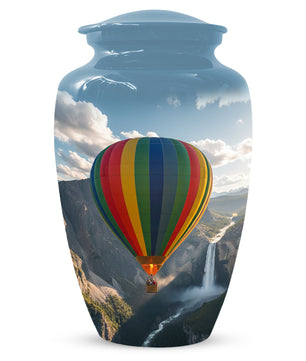 Hot Air Balloon Cremation Urn for Adult Ashes | Scenic Mountain & Waterfall Memorial Adult Urn