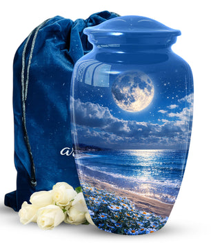 Moonlit Ocean Urn for Mom - Adult Female Cremation Large Urn for Ashes