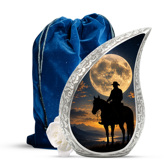 Cowboy Urn for Human Ashes | Western Cremation Urn for Men, Dad, Father & Cowboy Memorial