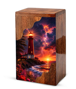 Lighthouse Wooden Cremation Urn for Human Ashes