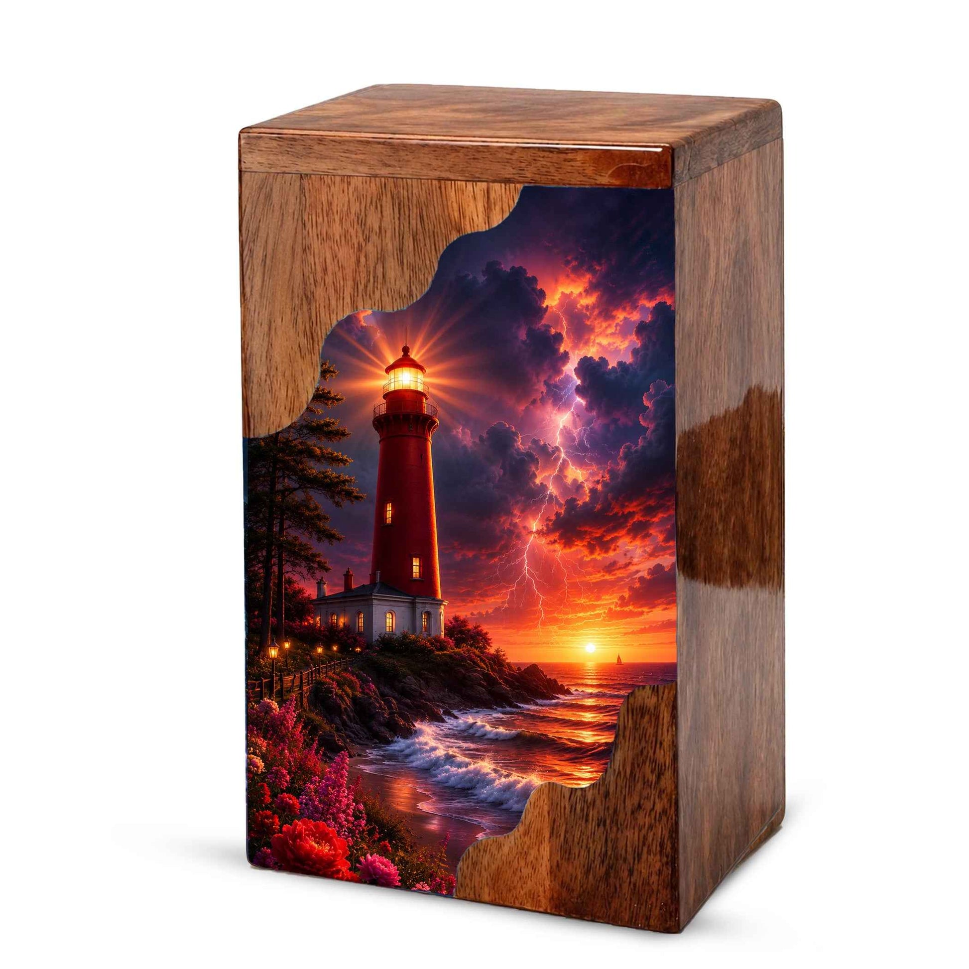 Lighthouse Wooden Cremation Urn for Human Ashes