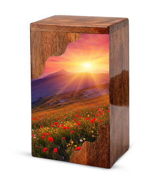 Sunrise Cremation Urn – Custom Wooden Memorial Urn Box for Ashes