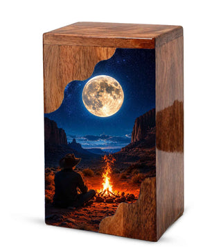 Cowboy Wooden Cremation Urn for Human Ashes – Personalized Western Memorial Urn