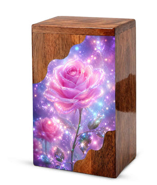 Pink Rose Wooden Cremation Urn – Wooden Urn for Human Ashes